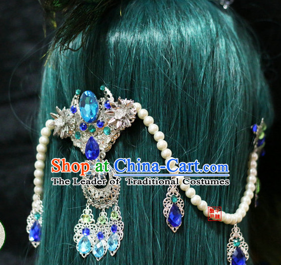 Ancient Chinese Japanese Korean Asian Princess Long Wigs Cosplay Wig Hair Extensions Toupee Full Lace Front Weave Pieces for Women