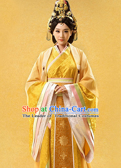 Ancient Chinese Empress Han Fu Dress and Hair Jewelry Complete Set for Women