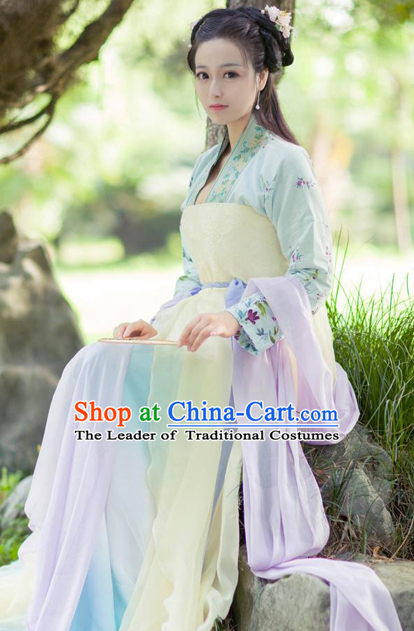 Traditional Chinese Female Poet Dress Costume Complete Set for Women