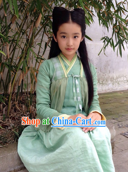 Traditional Chinese Mint Green Hanfu Outfit for Girs
