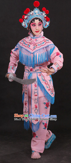China Peking Opera Superheroine Pink Costumes