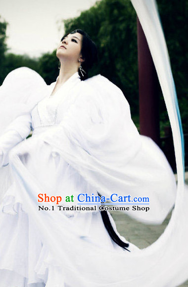 Pure White Chinese Classical Dancing Costumes