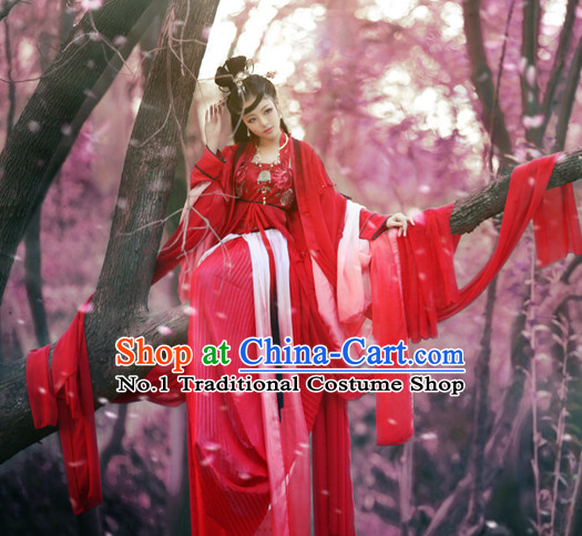 Chinese Classical Princess Red Wedding Dresses and Hair Accessories Complete Set