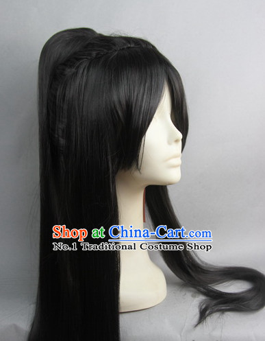 Chinese Gu Zhuang Black Hair Wigs