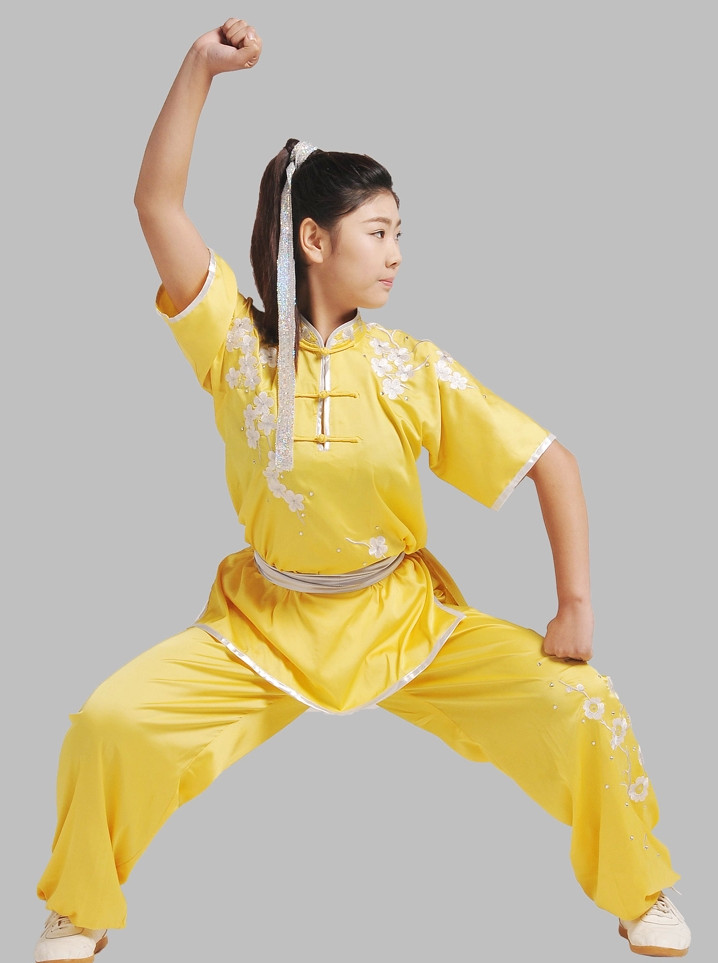 Yellow Plum Blossom Embroidery Wushu Suit