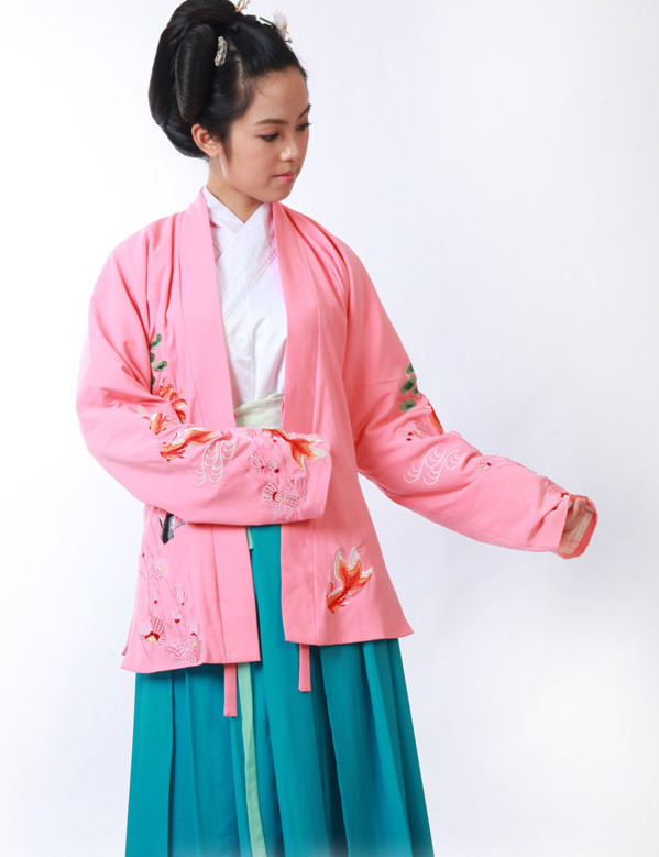Embroidery Goldfish Chinese Traditional Costumes for Girls