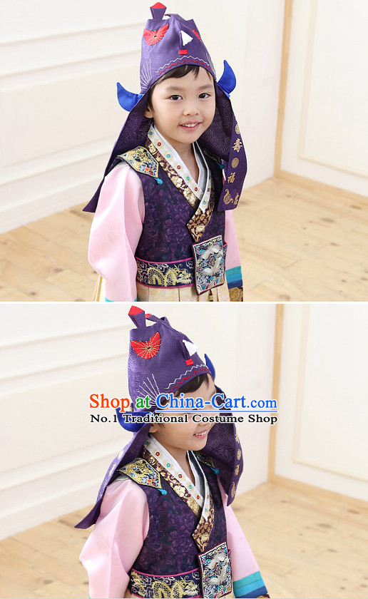 Korean Traditional Ceremonial Birthday Hat for Kids Boys
