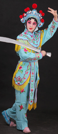 Classical China Peking Opera Hua Dan Costume and Headwear Complete Set