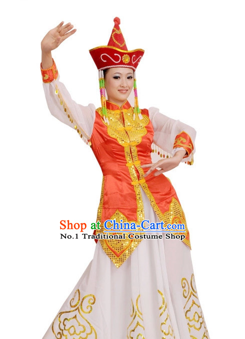 Mongolian Ethnic China Nationality Group Costumes for Women