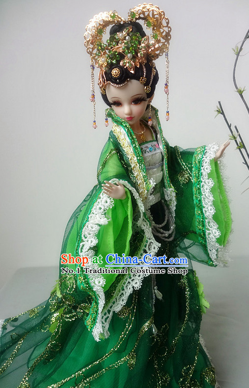 China Civilization Chinese Green Princess Clothing and Hair Jewelry Complete Set for Women