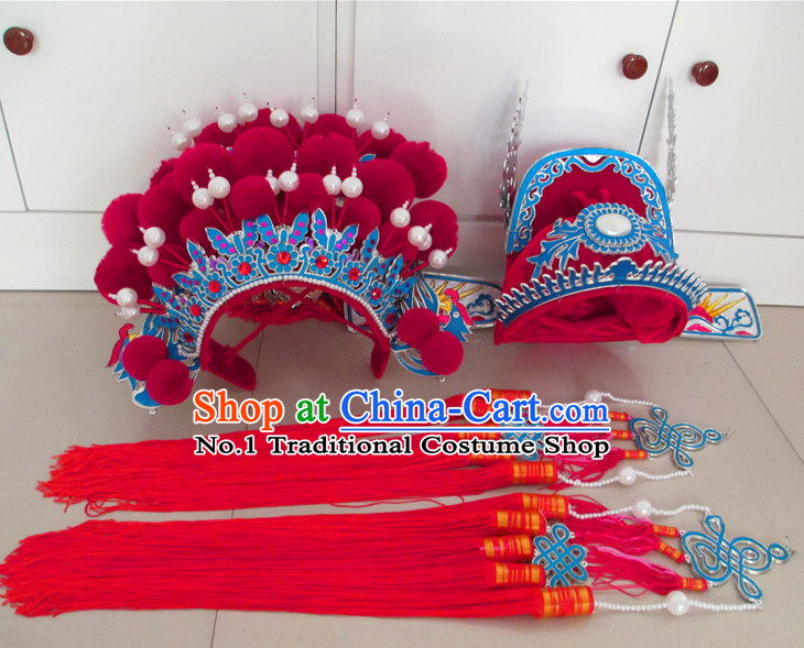 Chinese red wedding phoenix crown and groom hat