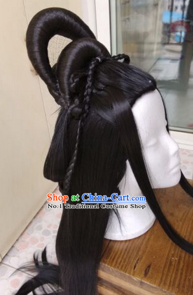 Chinese Ancient Costume Empress Long Black Wig