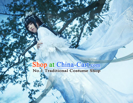 Chinese Ancient White Wedding Dress Complete Set