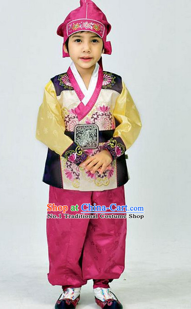 Korean Traditional Kids National Costumes Complete Set for Boys