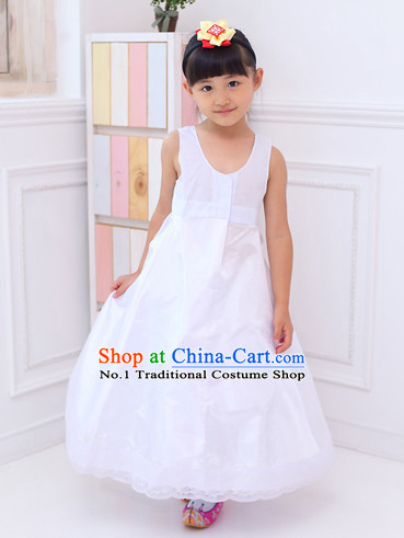 Korean Traditional Pure White Skirt Inside Clothing for Girls