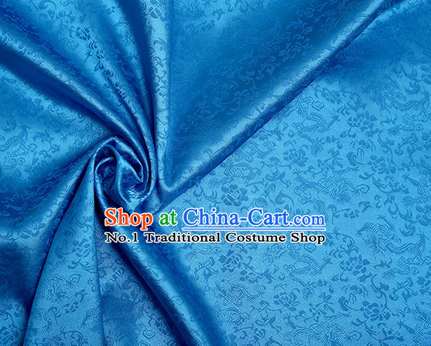 Blue Chinese Traditional Dragon Brocade Fabric