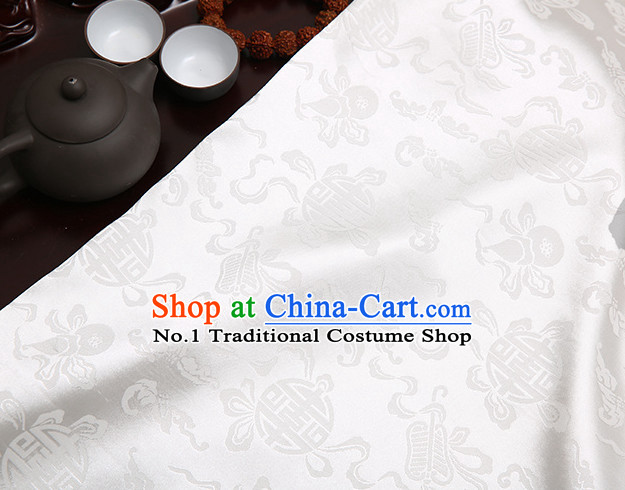 Chinese Traditional White Brocade Fabric