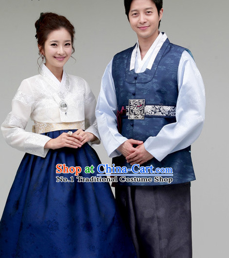 Traditional Korean Fashion Style Husband Wife Clothing Complete Sets for Men and Women