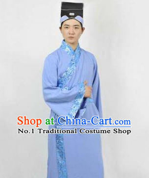 Chinese Traditional Scholar Costumes and Hat for Men