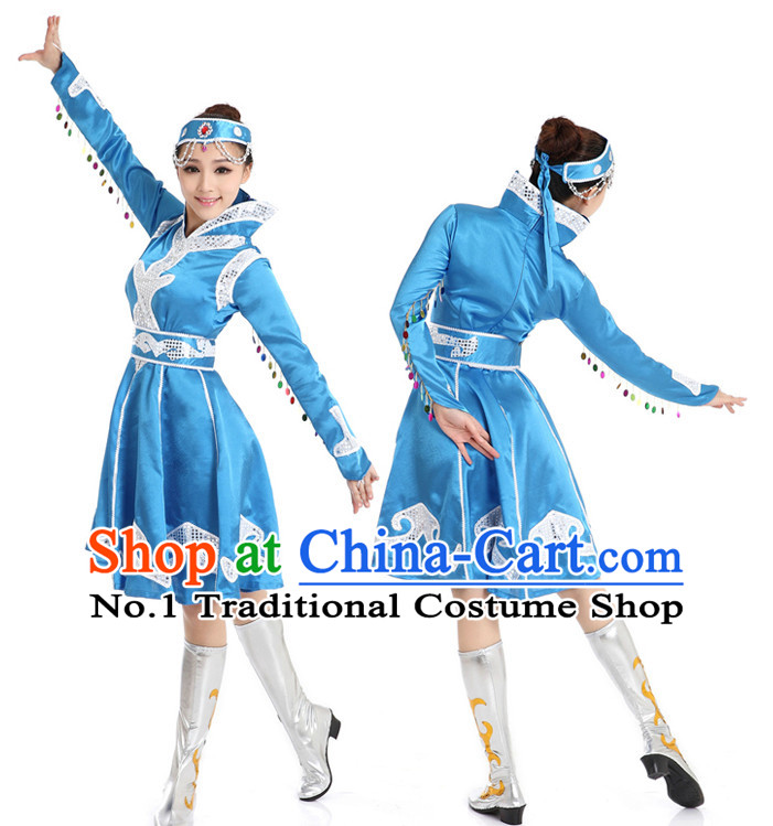 Chinese Traditional Mongolian Dance Suppy and Headwear Complete Set