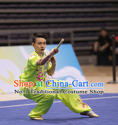 Top Embroidery Kung Fu Stick Competition Uniforms Kungfu Training Suit Kung Fu Clothing Kung Fu Movies Costumes Wing Chun Costume Shaolin Martial Arts Clothes for Men