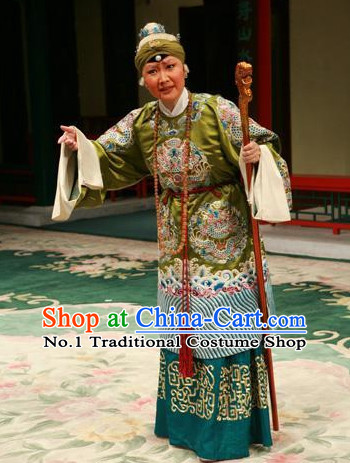 Chinese Peking Opera Beijing Opera Pantaloon Costume Cruth and Headwear Complete Set for Women