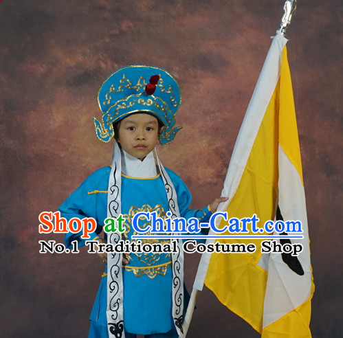 Chinese Ancient Beijing Opera Peking Opera Solider Costumes and Hat for Kids