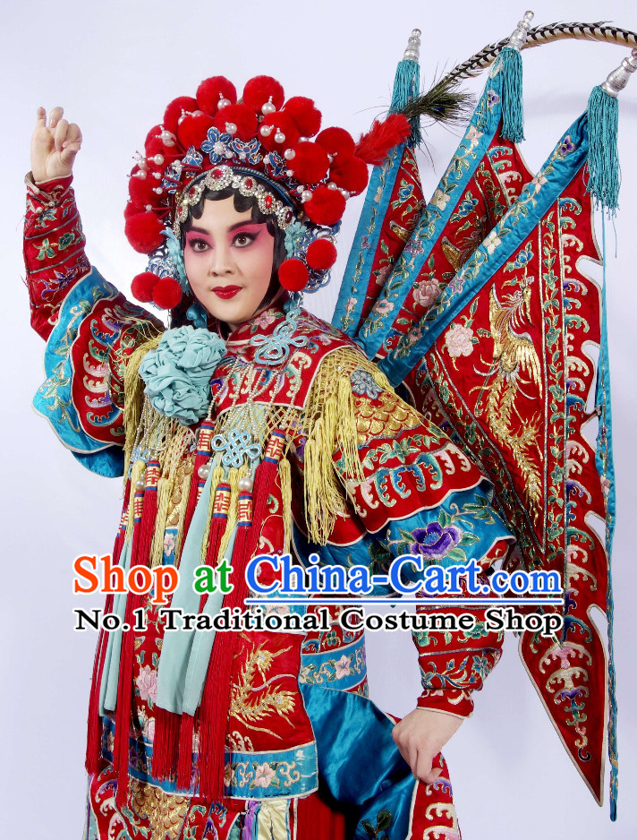 Chinese Peking Opera Beijing Opear Mu Guiying Heroine Phoenix Coronet Hair Accessories Hair Ornaments Set for Women