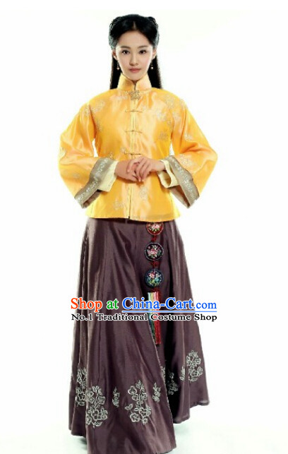 Tradiitonal Chinese Minguo Time Mandarin Dress Complete Set for Women