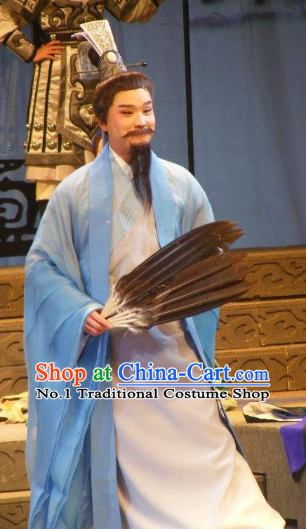 Chinese Traditional Dresses Theatrical Costumes Ancient Chinese Hanfu Zhuge Liang Costumes and Coronet