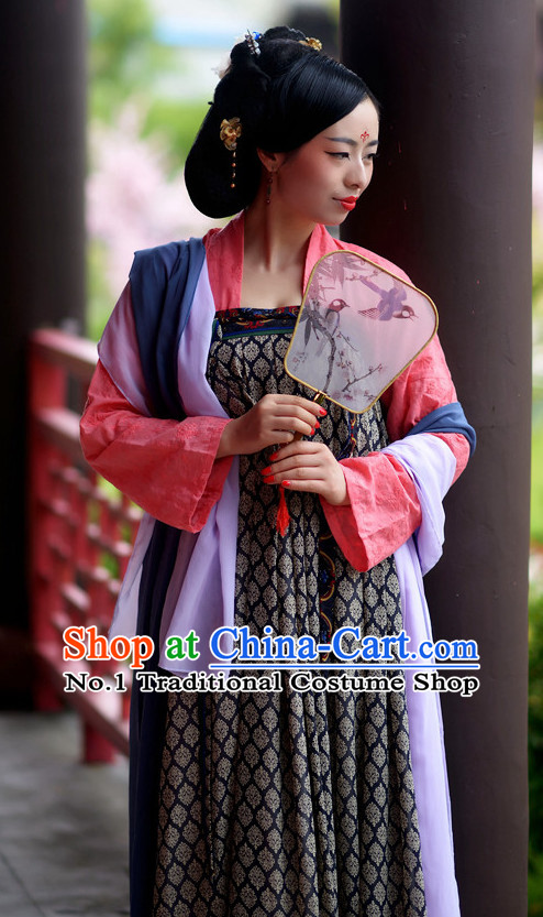 Ancient Chinese Tang Dynasty Noblewomen Clothes Complete Set for Girls