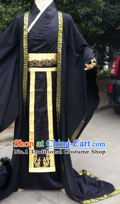 Black Ancient Chinese Male Clothes Complete Set