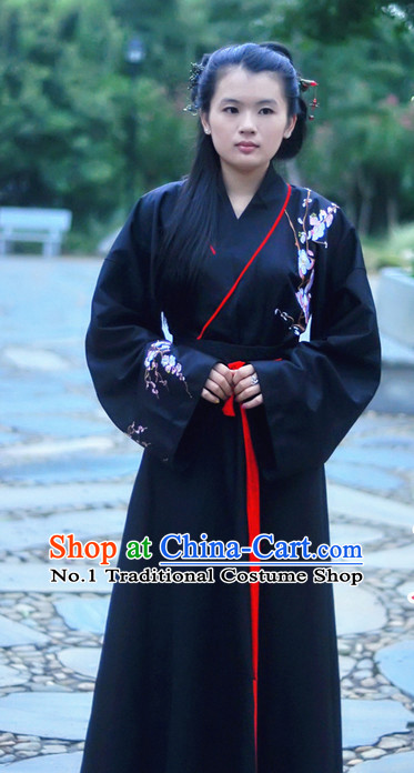 Black China Ancient Cultural Garment Hanfu Clothes Suits for Women