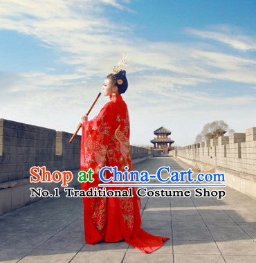 China Red Peacock Empress Queen Clothing Complete Set for Women