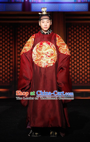 Ancient Korean Emperor Costume and Head Band Complete Set for Men