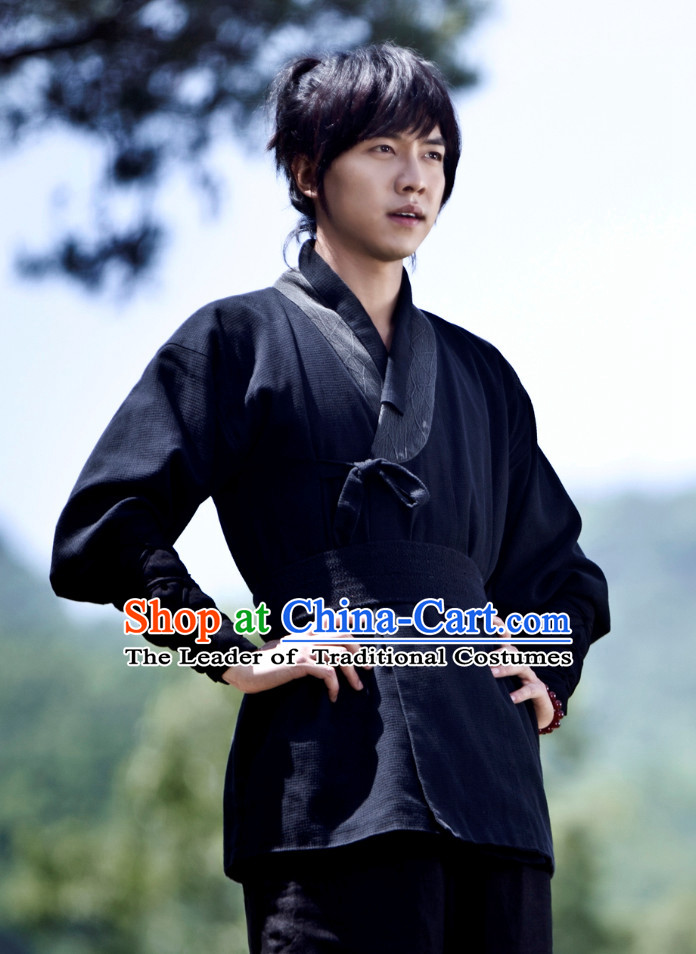 Ancient Korean Black Kung Fu Master Male Clothing