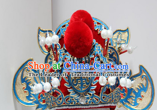 Gold Red Ancient Chinese Peking Opera Zhong Kui Hat