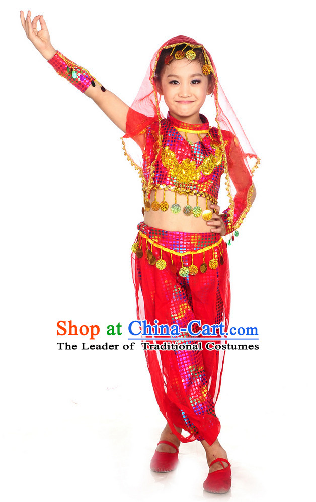 Xinjiang Dance Costumes and Veil for Kids