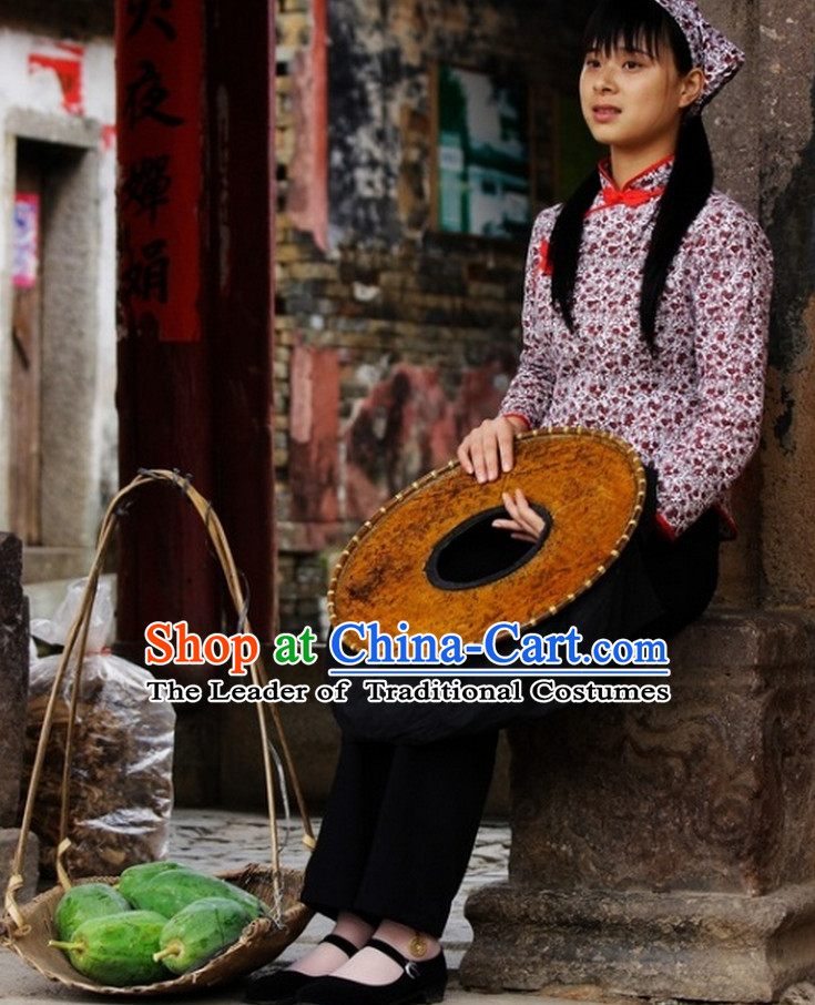 Traditional Chinese Hakka Clothing and Hat for Women