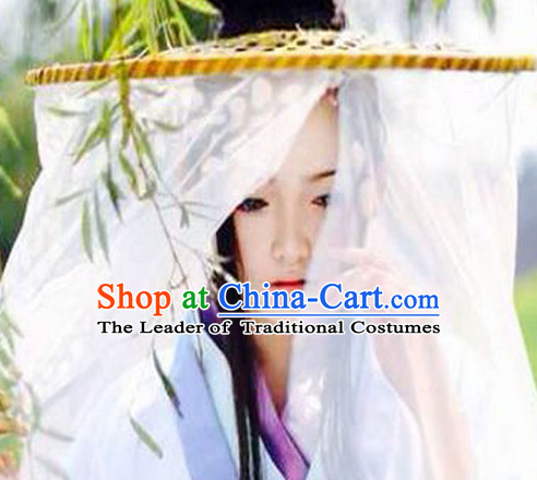 Handmade Chinese Swordswoman Style Bamboo Hat with Veil