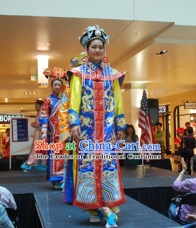 Chinese Qing Queen Costume and Hat Complete Set