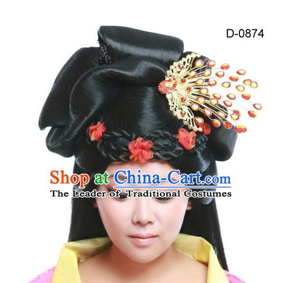 Chinese Ancient Queen Hair extensions Wigs Fascinators Toupee Hair Pieces Long Wigs and Accessories for Women