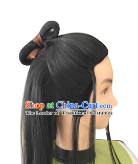 Chinese Ancient Male Halloween Black Long Wigs