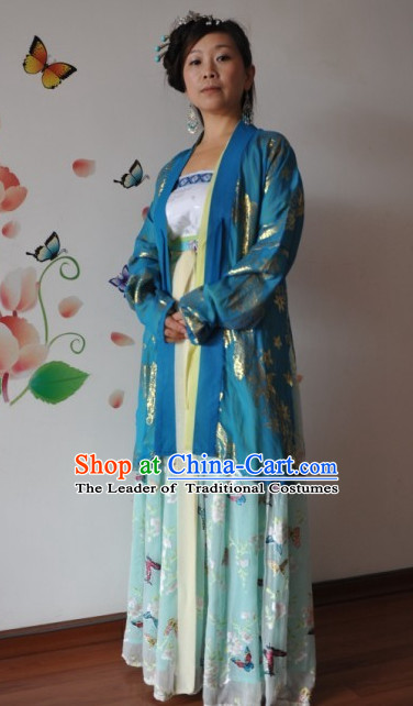 Chinese Classic Halloween Costume Hanfu Clothing Ancient Costume and Hair Jewelry online Shopping Complete Set