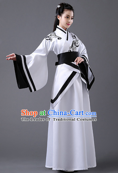 Black and White Chinese Classic Hanfu Competition Dance Costume Group Dancing Costumes for Women