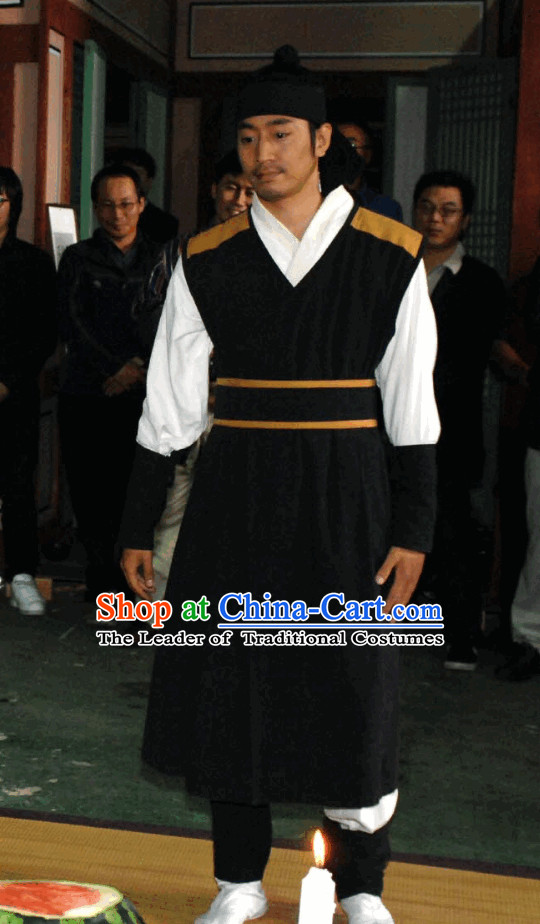 Korean Ancient Male Clothing and Headwear Complete Set for Men