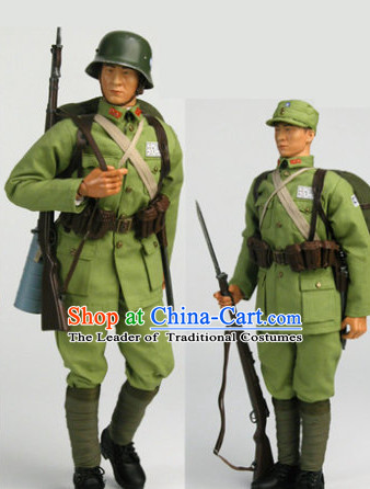 China Red Army Eighth Route Costume and Helmet