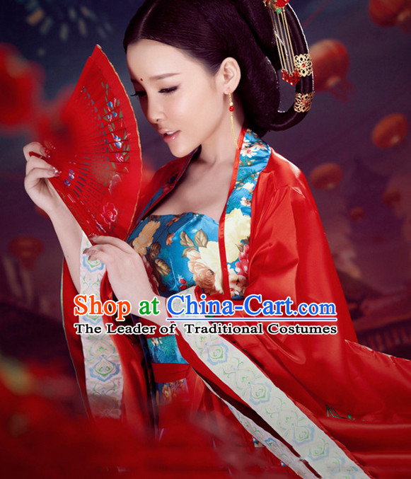 Red Beauty Ancient Hanfu Dress Complete Set for Women