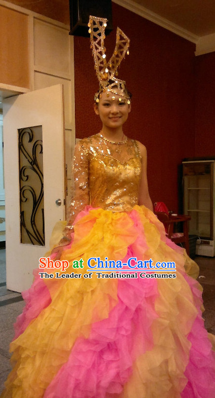 Chinese Stage Group Celebration Dance Costumes Dancewear