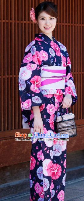 Traditional Authentic Japanese Kimono Kimonos Dress Fashion Furisode Yukata Clothing Robe online Complete Set for Women